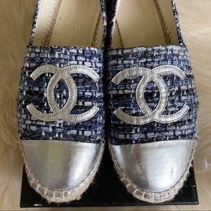 Authentic Chanel Tweed Cap Toe Espadrilles